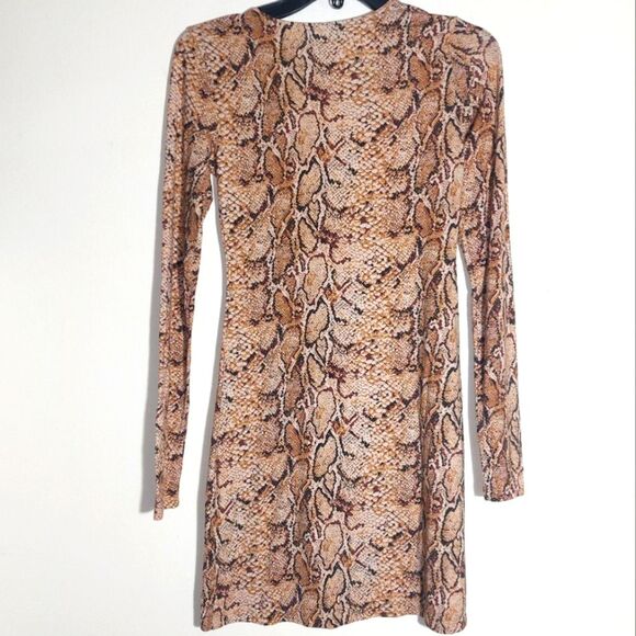 EUC Reformation Womens Mamba Mini Dress Long Sleeve Snakeskin Print Party Size S - Picture 6 of 9